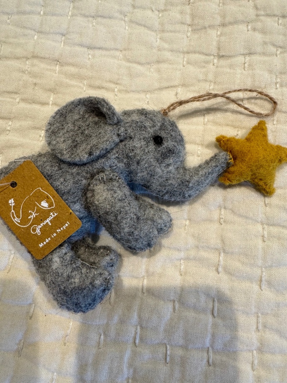 Felted Elephant Ornament